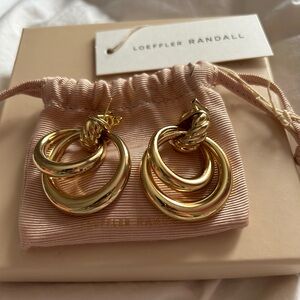 Loeffler Randall Gold Modern Abstract Earrings with Interlocking Hoops